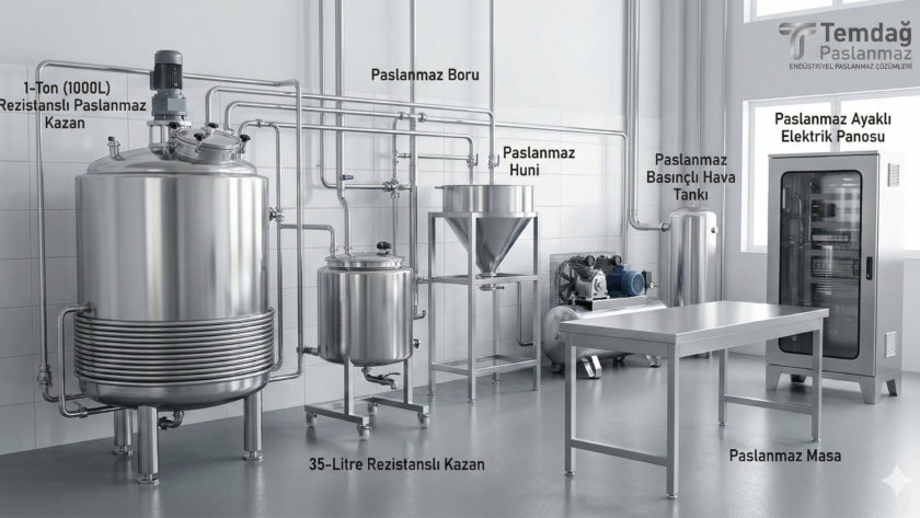 Paslanmaz 100 Litre Isıtıcılı Kazan Modeli ve Isı Kontrol Ünitesi